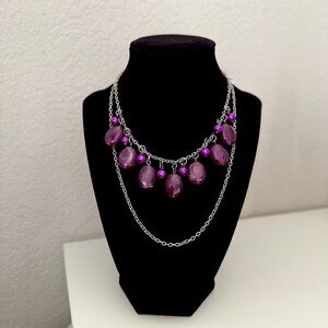 Bold Purple Beaded Statement Necklace